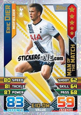 Sticker Eric Dier - English Premier League 2015-2016. Match Attax Extra n. MA33 - Topps