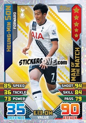 Sticker Heung-Min Son - English Premier League 2015-2016. Match Attax Extra n. MA34 - Topps