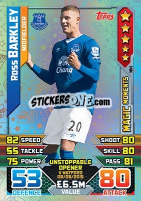 Sticker Ross Barkley - English Premier League 2015-2016. Match Attax Extra - Topps