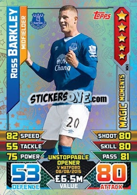 Sticker Ross Barkley - English Premier League 2015-2016. Match Attax Extra n. MM1 - Topps