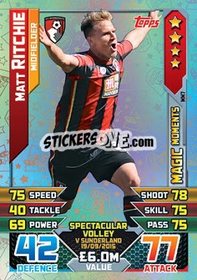 Sticker Matt Ritchie - English Premier League 2015-2016. Match Attax Extra n. MM7 - Topps