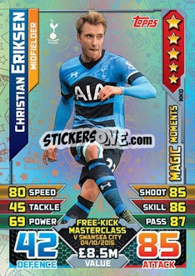 Sticker Christian Eriksen - English Premier League 2015-2016. Match Attax Extra - Topps