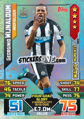 Sticker Georginio Wijnaldum - English Premier League 2015-2016. Match Attax Extra n. MM12 - Topps