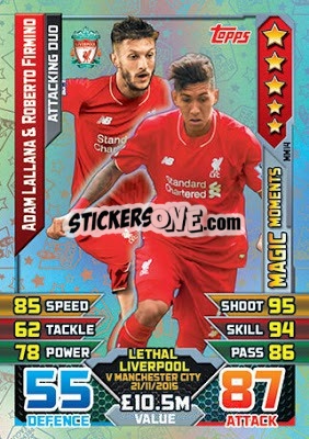 Sticker Adam Lallana / Roberto Firmino - English Premier League 2015-2016. Match Attax Extra n. MM14 - Topps
