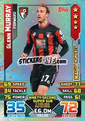Sticker Glenn Murray - English Premier League 2015-2016. Match Attax Extra n. MM16 - Topps