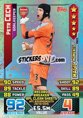Sticker Petr Cech - English Premier League 2015-2016. Match Attax Extra n. MM20 - Topps