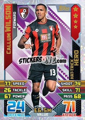 Sticker Callum Wilson - English Premier League 2015-2016. Match Attax Extra n. HH1 - Topps