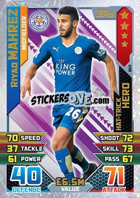 Sticker Riyad Mahrez - English Premier League 2015-2016. Match Attax Extra n. HH4 - Topps