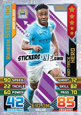 Sticker Raheem Sterling - English Premier League 2015-2016. Match Attax Extra n. HH5 - Topps