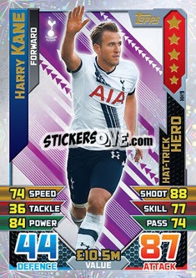 Sticker Harry Kane - English Premier League 2015-2016. Match Attax Extra n. HH9 - Topps