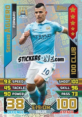 Figurina Sergio Aguero - English Premier League 2015-2016. Match Attax Extra - Topps