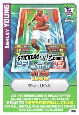 Figurina Ashley Young - English Premier League 2015-2016. Match Attax Extra - Topps