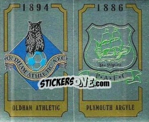 Sticker Oldham Athletic Badge / Plymouth Argyle Badge - UK Football 1987-1988 n. 428 - Panini