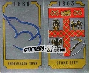 Sticker Shrewsbury Town Badge / Stoke City Badge - UK Football 1987-1988 - Panini