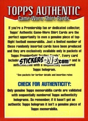 Sticker Topps Authentic Game-Worn Shirt Cards
