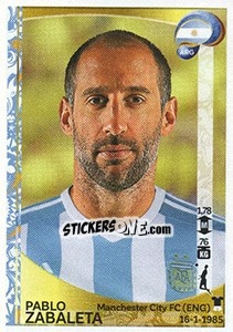 Sticker Pablo Zabaleta - Copa América Centenario. USA 2016 - Panini