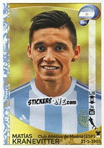 Cromo Matías Kranevitter - Copa América Centenario. USA 2016 - Panini