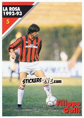 Sticker Filippo Galli - Milan 1992-1993 n. 5 - Masters Cards