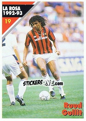 Sticker Ruud Gullit - Milan 1992-1993 n. 19 - Masters Cards