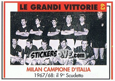 Sticker Milan Campione D'Italia 1967/68 - Milan 1992-1993 n. 63 - Masters Cards