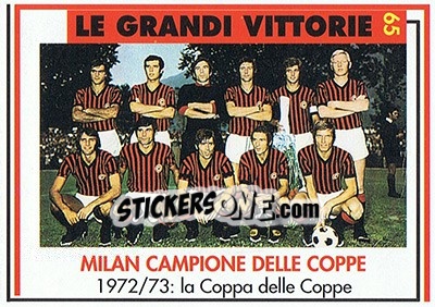 Sticker Milan Campione Delle Coppe 1972/73 - Milan 1992-1993 n. 65 - Masters Cards