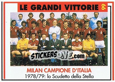 Sticker Milan Campione D'Italia 1978/79 - Milan 1992-1993 n. 66 - Masters Cards