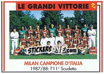 Sticker Milan Campione D'Italia 1987/88 - Milan 1992-1993 n. 67 - Masters Cards