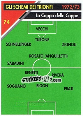 Sticker La coppa delle coppe 1972/73 - Milan 1992-1993 - Masters Cards