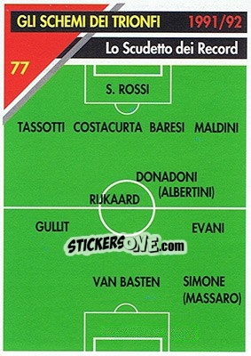 Figurina Lo scudetto dei Record 1991/92