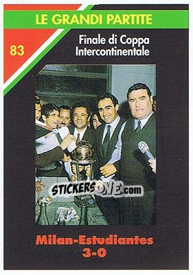 Sticker Milan-Estudiantes 3-0  08.10.1969 - Milan 1992-1993 - Masters Cards