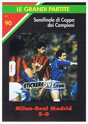 Sticker Milan-Real Madrid 5-0  19.04.1989 - Milan 1992-1993 n. 90 - Masters Cards