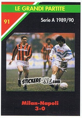 Sticker Milan-Napoli 3-0  11.02.1990 - Milan 1992-1993 n. 91 - Masters Cards