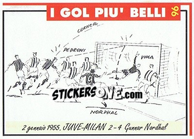 Figurina Juventus-Milan 2-4  (1955; Nordhal)