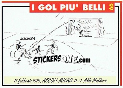 Sticker Ascoli-Milan 0-1  (1979; Maldera) - Milan 1992-1993 - Masters Cards