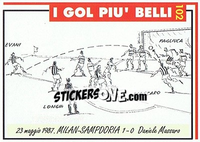 Sticker Milan-Sampdoria 1-0  (1987; Massaro) - Milan 1992-1993 n. 102 - Masters Cards