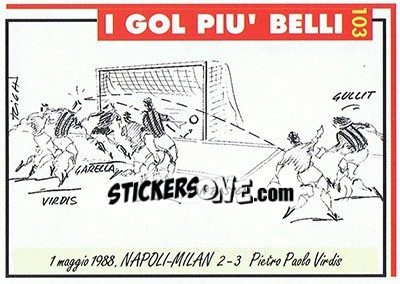 Sticker Napoli-Milan 2-3  (1988 Virdis) - Milan 1992-1993 n. 103 - Masters Cards
