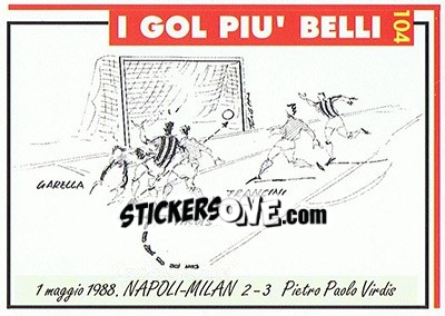 Sticker Napoli-Milan 2-3  (1988 Virdis) - Milan 1992-1993 n. 104 - Masters Cards