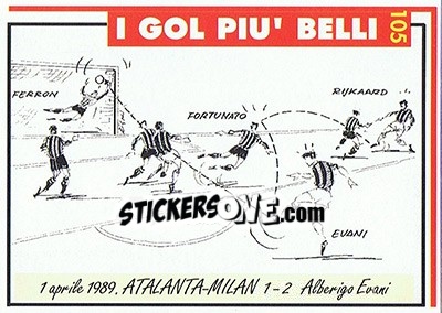 Sticker Atalanta-Milan 1-2  (1989; Evani) - Milan 1992-1993 n. 105 - Masters Cards