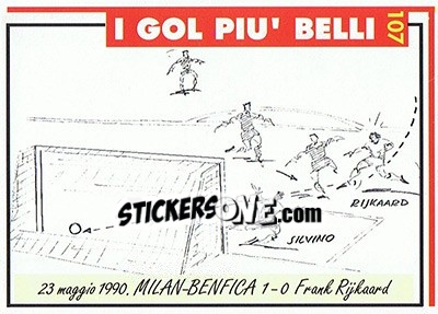 Sticker Milan-Benfica 1-0  (1990; Rijkaard) - Milan 1992-1993 n. 107 - Masters Cards