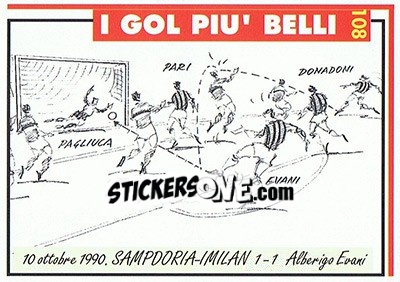 Figurina Sampdoria-Milan 1-1  (1990; Evani) - Milan 1992-1993 - Masters Cards