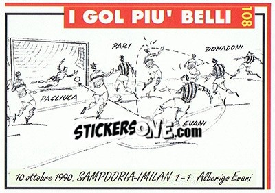 Sticker Sampdoria-Milan 1-1  (1990; Evani) - Milan 1992-1993 n. 108 - Masters Cards