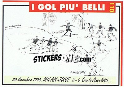 Sticker Milan-Juventus 2-0  (1990; Ancelotti) - Milan 1992-1993 - Masters Cards