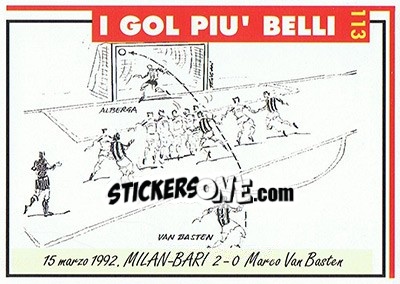 Sticker Milan-Bari 2-0  (1992 Van Basten) - Milan 1992-1993 n. 113 - Masters Cards