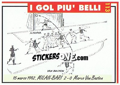 Sticker Milan-Bari 2-0  (1992 Van Basten) - Milan 1992-1993 - Masters Cards