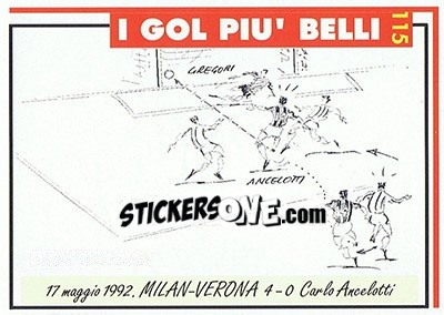 Sticker Milan-Verona 4-0  (1992; Ancelotti) - Milan 1992-1993 n. 115 - Masters Cards