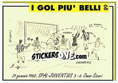 Sticker Spal-Juventus 3-6 (1960; Sivori) - Juventus Turin 1992-1993 n. 68 - Masters Cards