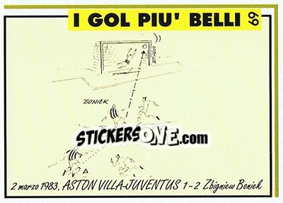Sticker Aston Villa-Juventus 1-2 (1983; Bonek) - Juventus Turin 1992-1993 n. 69 - Masters Cards