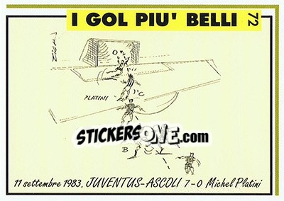 Sticker Juventus-Ascoli 7-0 (1983; Platini) - Juventus Turin 1992-1993 n. 72 - Masters Cards