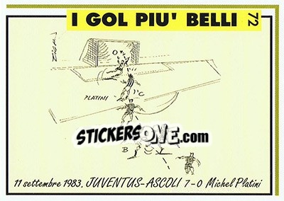 Sticker Juventus-Ascoli 7-0 (1983; Platini) - Juventus Turin 1992-1993 - Masters Cards