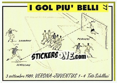Sticker Verona-Juventus 1-4 (1989; Schillaci) - Juventus Turin 1992-1993 n. 77 - Masters Cards